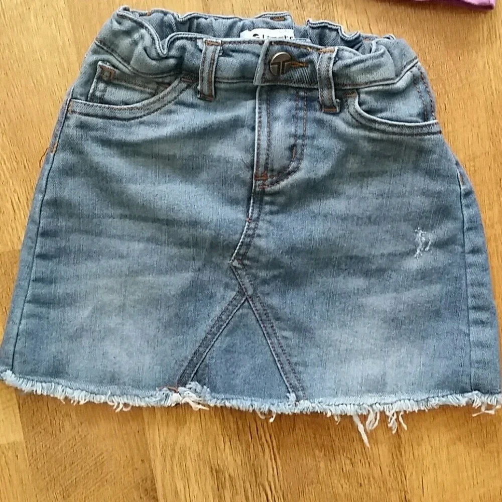 Tractr Girls Denim Skirt and Garanimals Purple Lace Top Outfit‎ Size 7